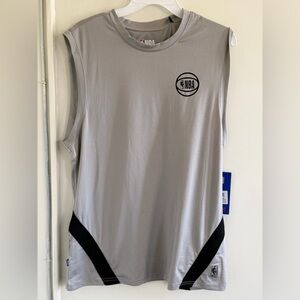 NBA Men’s Sleeveless Performance Tank - Light Gray with Black Accents M